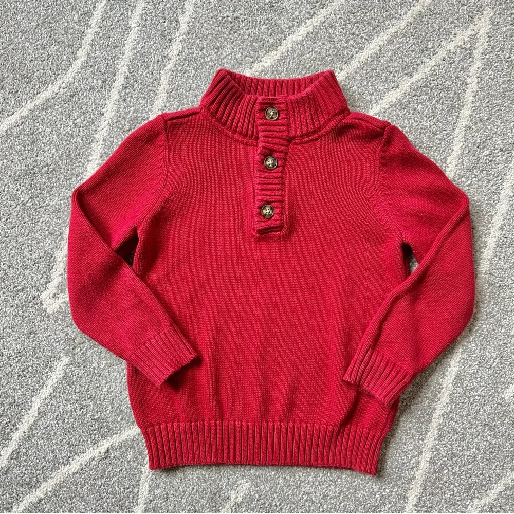 Carters Red Half Button Sweater 3T